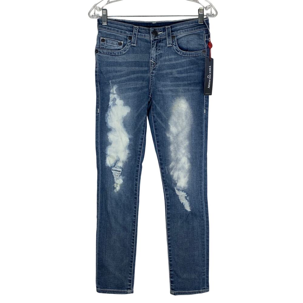 True Religion Rocco Single End Skinny Jeans Boys 12 Grunge Distressed Streetwear